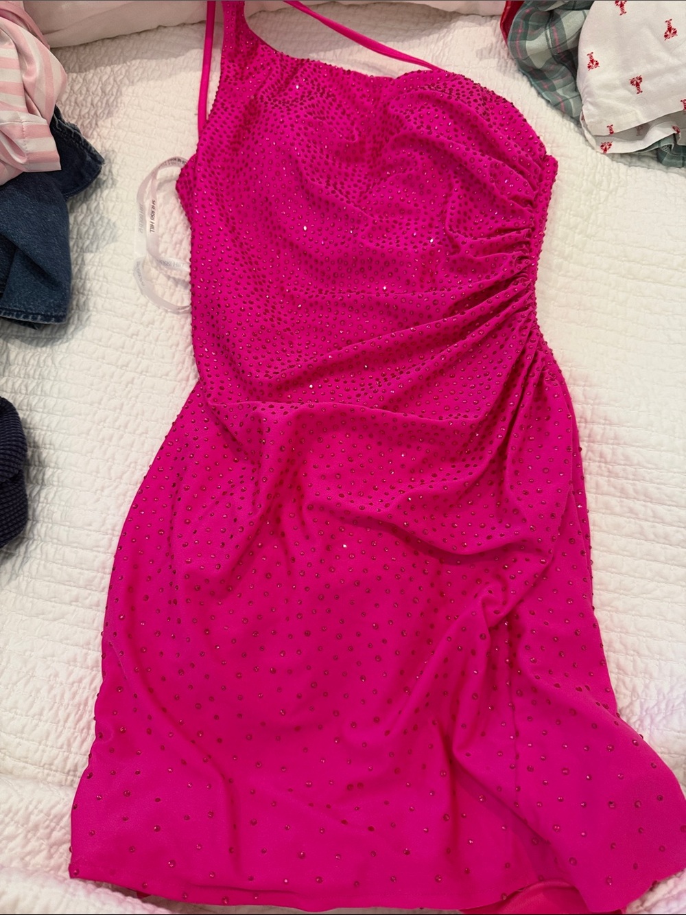 Sherri Hill Hot Pink Beaded Mini Dress size 4 worn 1 time